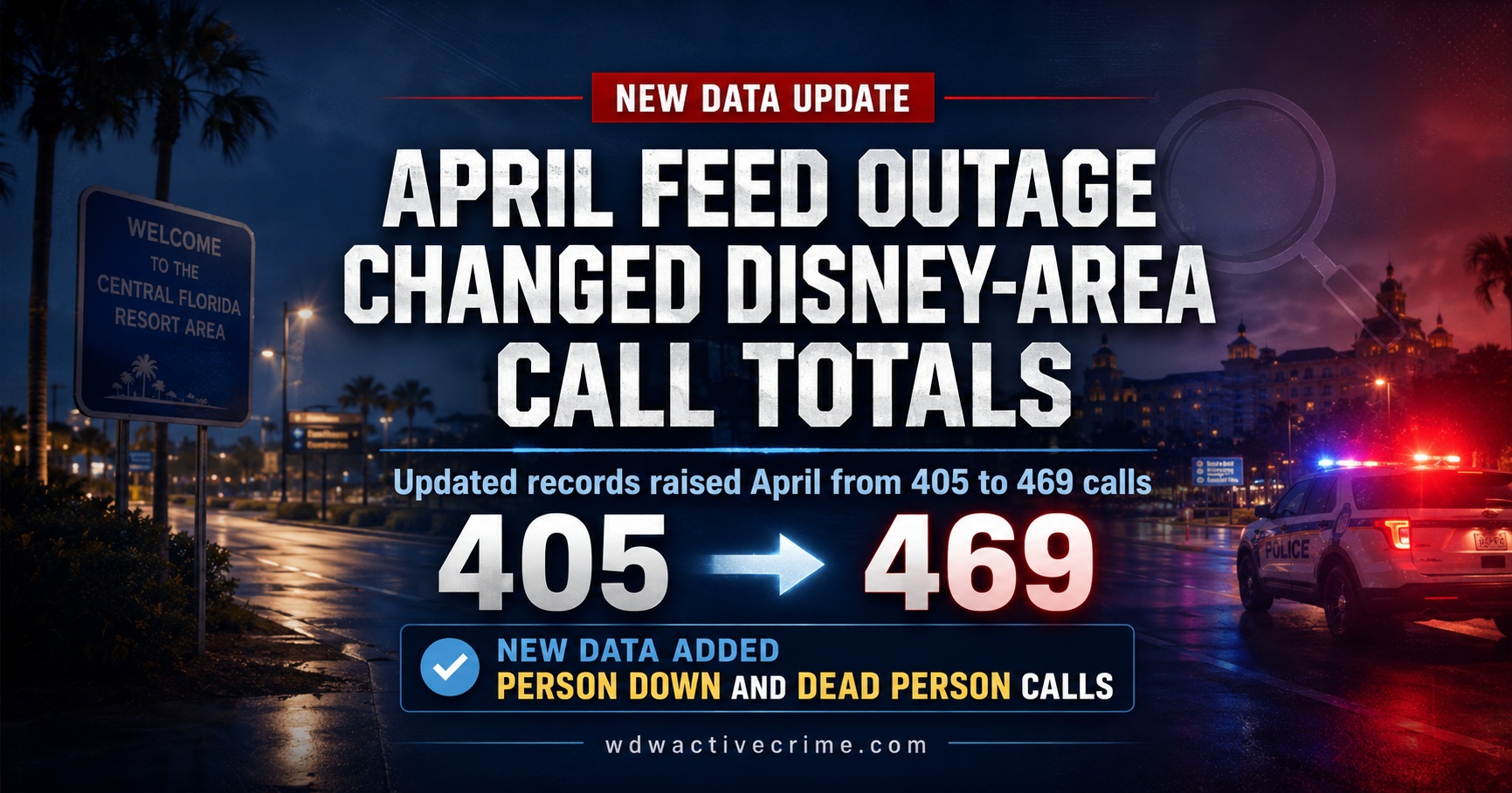 April Feed Outage Changed Disney-Area Call Totals and Added Dead Person Call at Magic Kingdom Address