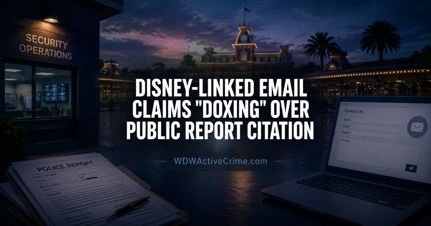 Disney-Linked Contact Submission Accuses WDWActiveCrime of “Doxing” After Public Police Report Citation