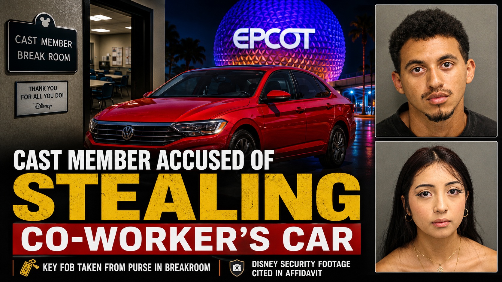 EPCOT Cast Member Allegedly Steals Another Cast Member’s Car After Going Through Purse in Breakroom