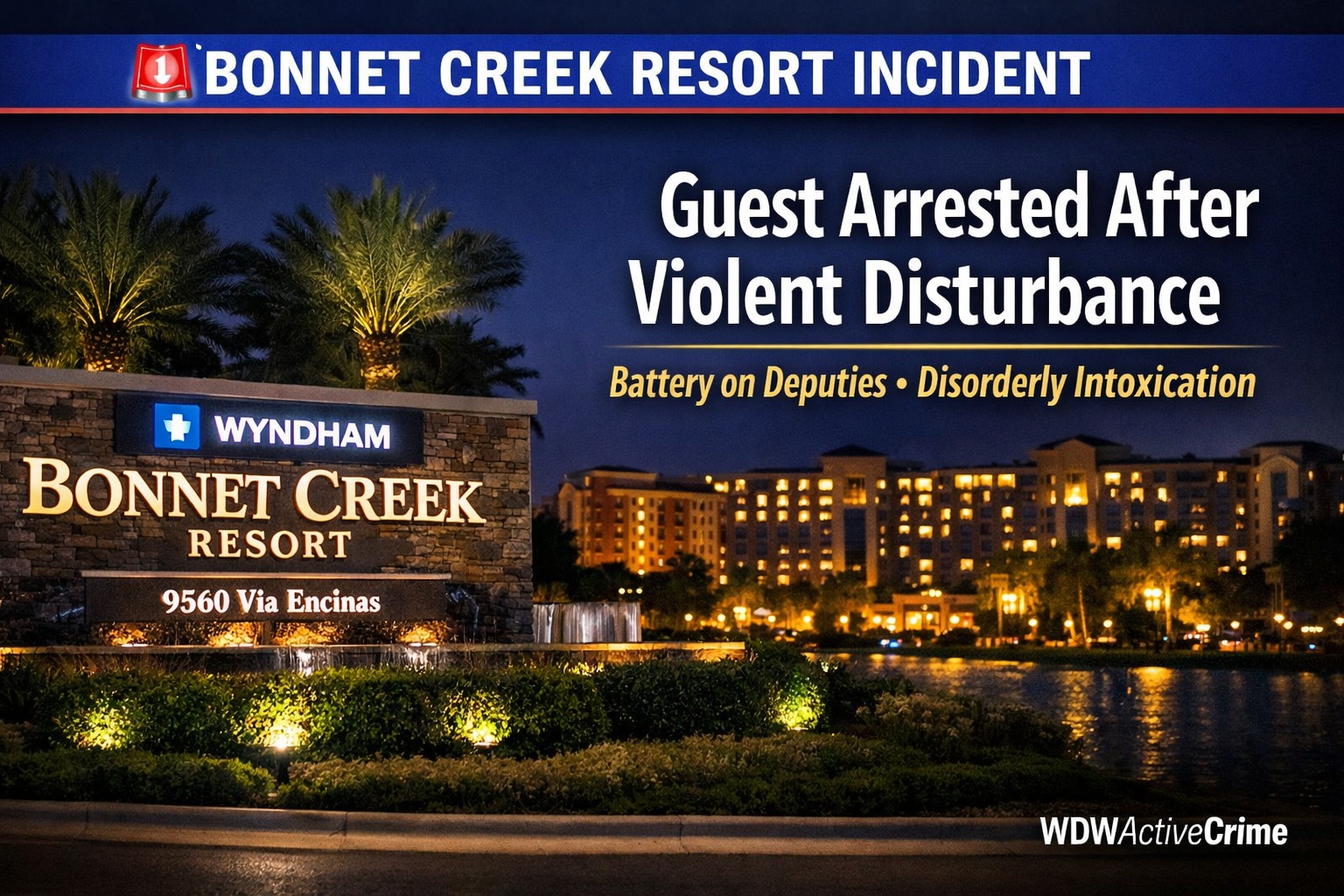 Guest Arrested at Disney-Area Bonnet Creek Resort After Violent Disturbance