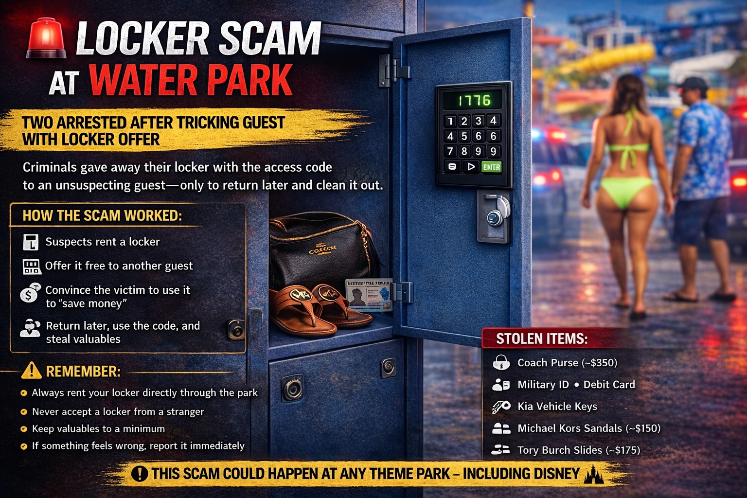 Locker Scam Leads to Arrests at Aquatica Water Park